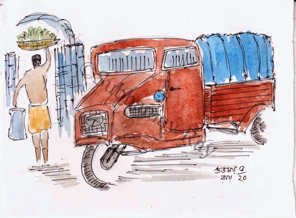 line and wash sketch of tempo vehicle