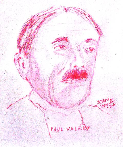 pencil drawing of french poet paul valery