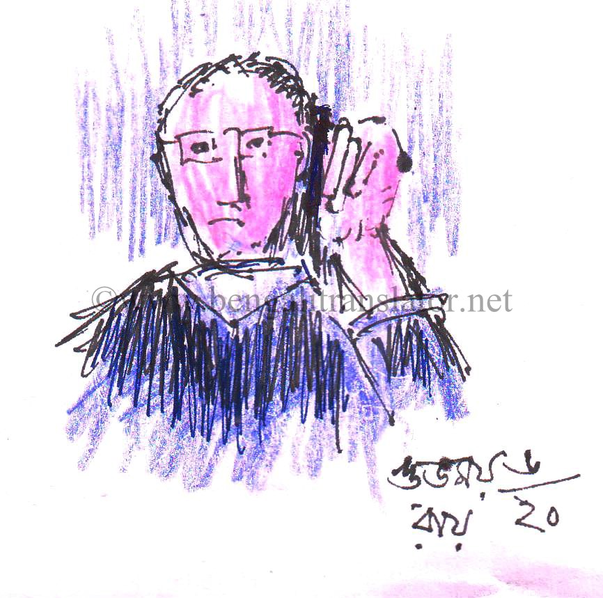 sketch of a man talking on a mobile phone