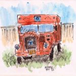 watercolor painting of truck