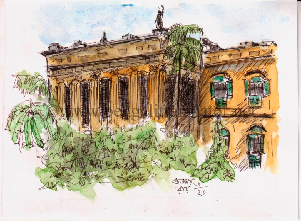water colour sketch of an old building